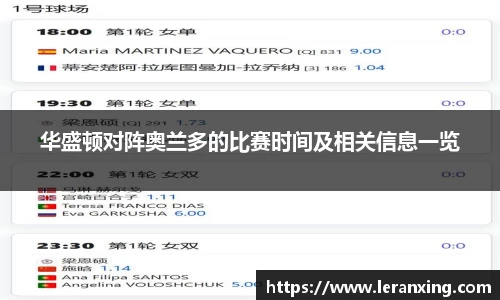 华盛顿对阵奥兰多的比赛时间及相关信息一览